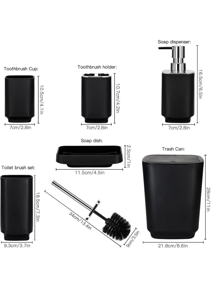 DUNISO 6 Pcs Bathroom Accessories Set,Household Toiletries Set,Sturdy and Durable,with Garbage can, Soap Dish, Toilet Brush, Mouthwash Cup, Lotion Bottle, Toothbrush Holder,Suitable for Family and Travel Use - Image 2